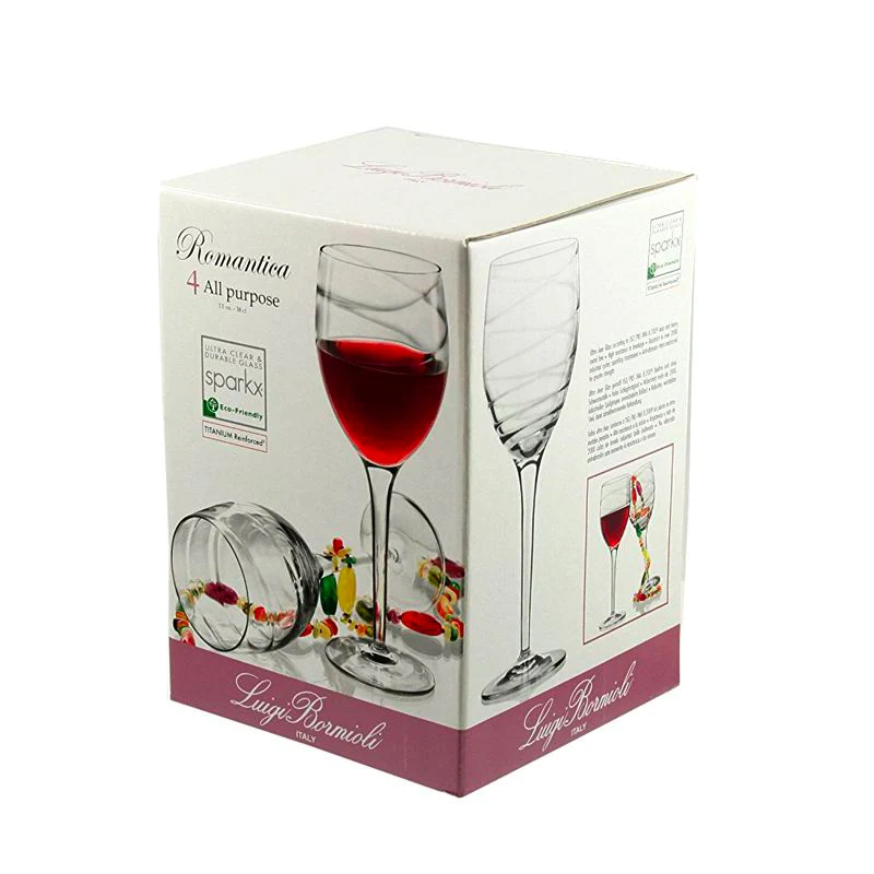 38 cl - Romantica Calice Vino Rosso in Vetro - Set 4 Pezzi