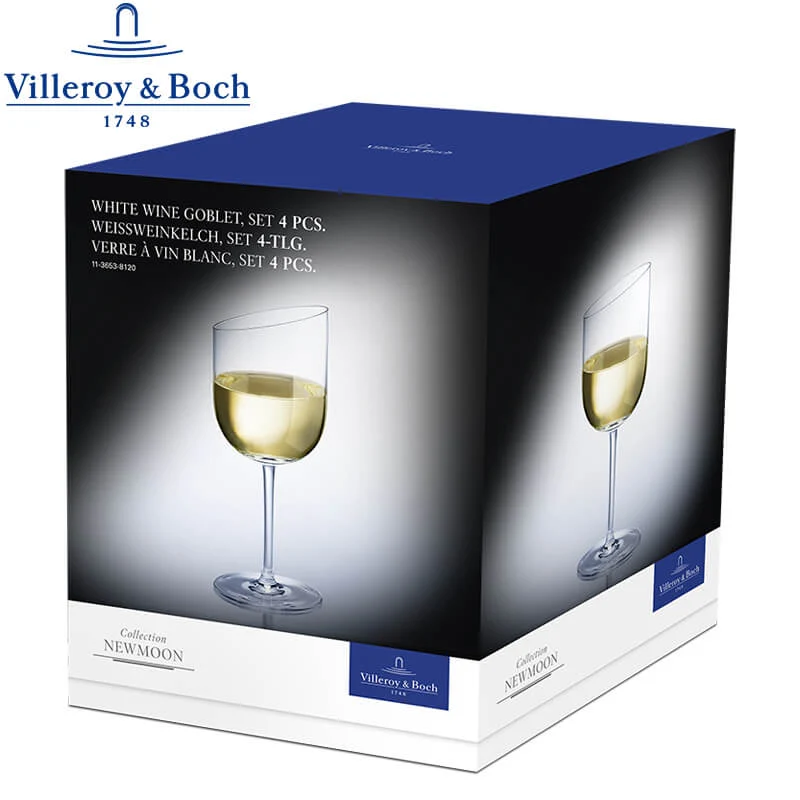30 cl - NewMoon Calice Vino Bianco in Vetro - Set 4 Pezzi