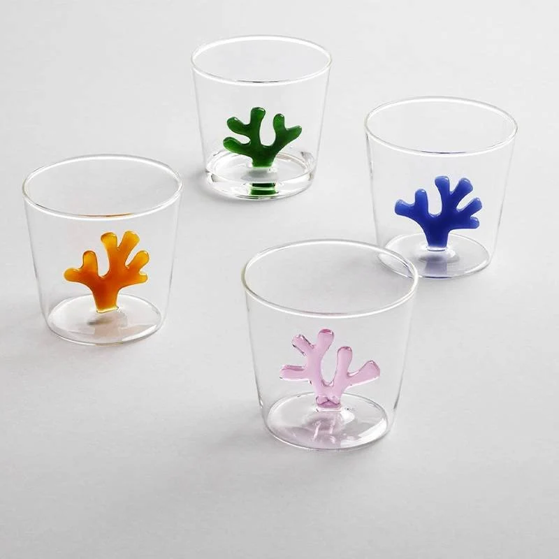 30 cl - Coral Reef Bicchiere Acqua Corallo in Vetro Borosilicato - Set 6 Pezzi