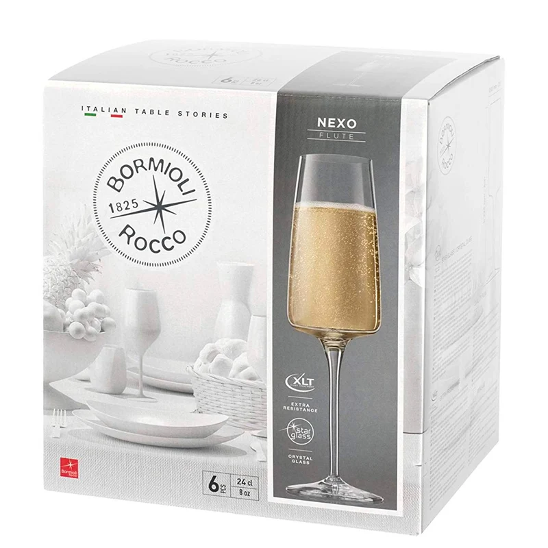 26.2 cl - Nexo Calice Flute in Vetro - Set 6 Pezzi