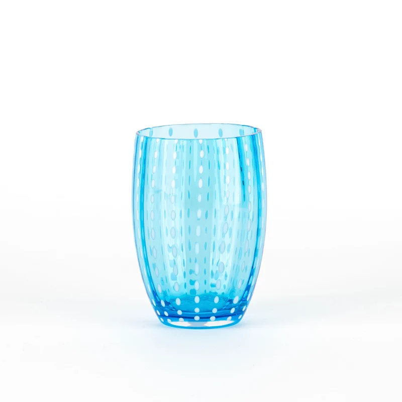 32 cl - Perle Bicchiere Acqua Pallini Bianchi in Vetro - Set 6 Pezzi