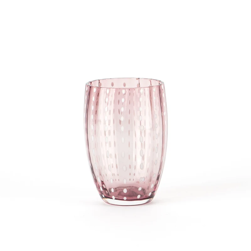 32 cl - Perle Bicchiere Acqua Pallini Bianchi in Vetro - Set 6 Pezzi
