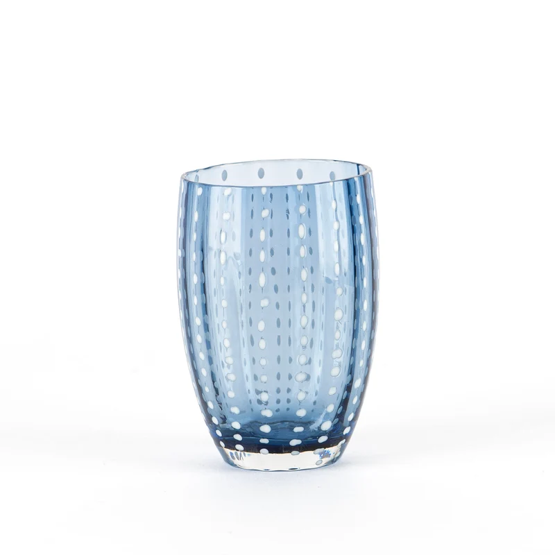32 cl - Perle Bicchiere Acqua Pallini Bianchi in Vetro - Set 6 Pezzi