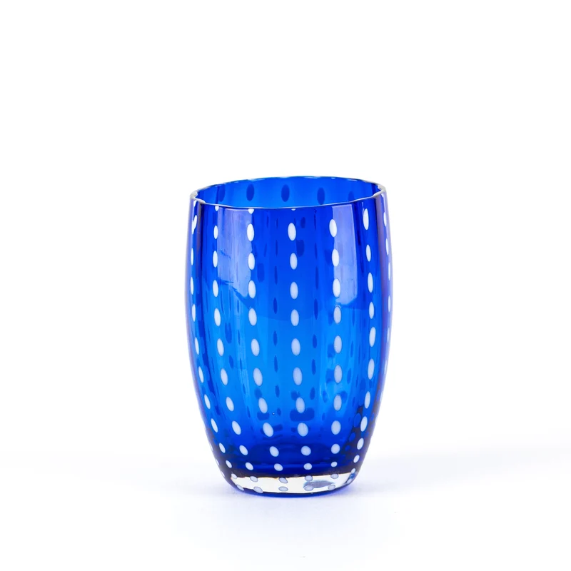 32 cl - Perle Bicchiere Acqua Pallini Bianchi in Vetro - Set 6 Pezzi