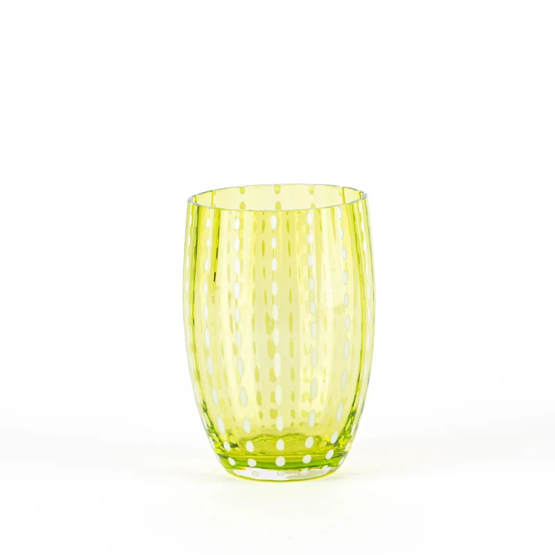 32 cl - Perle Bicchiere Acqua Pallini Bianchi in Vetro - Set 6 Pezzi
