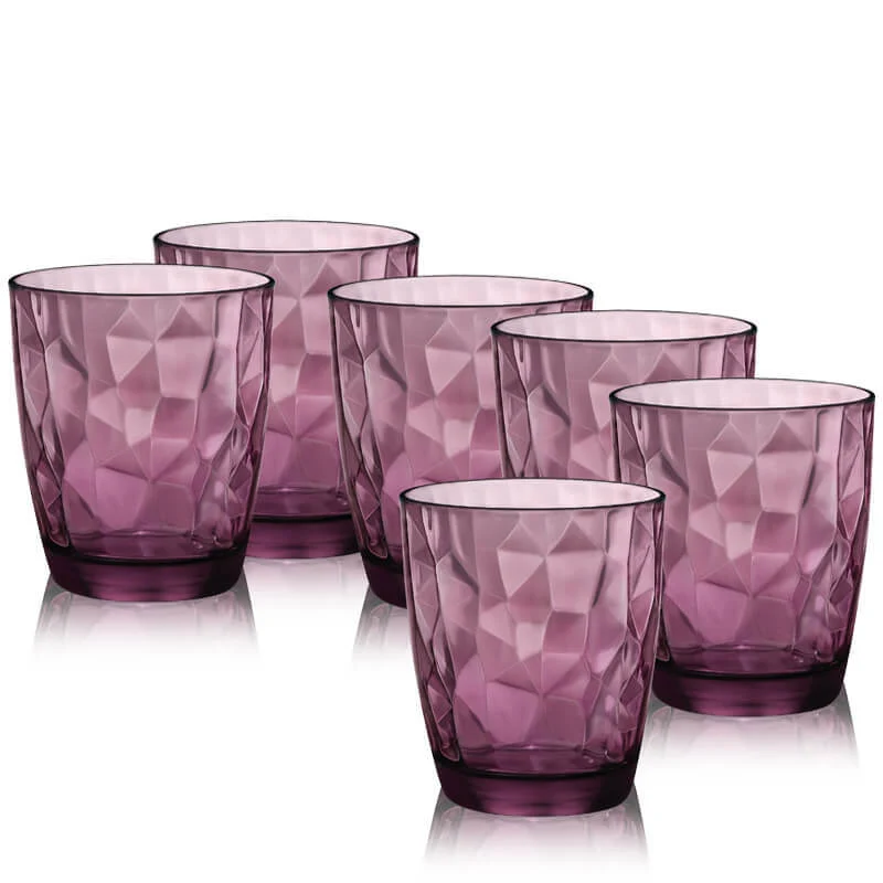 30.5 cl - Diamond Bicchiere Acqua in Vetro - Set 6 Pezzi