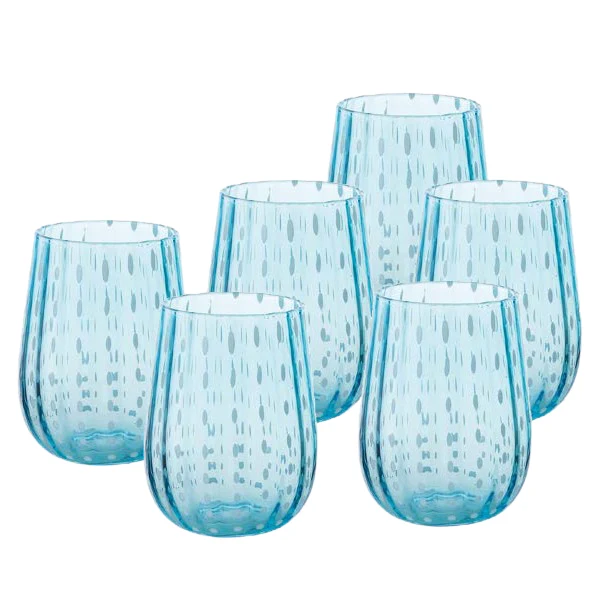 40 cl - Goccia Bicchiere Acqua in Vetro - Set 6 Pezzi