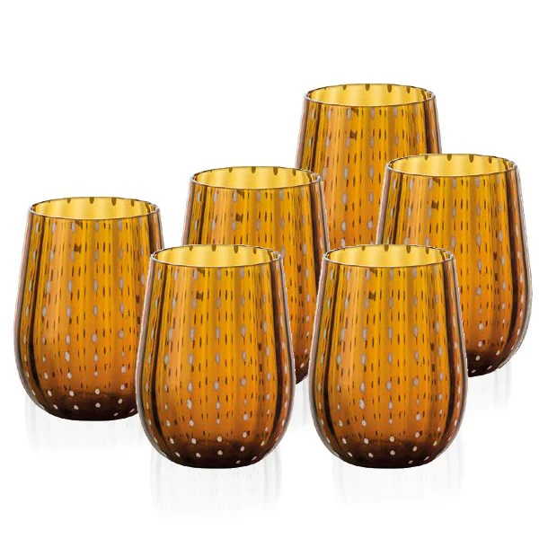 40 cl - Goccia Bicchiere Acqua in Vetro - Set 6 Pezzi