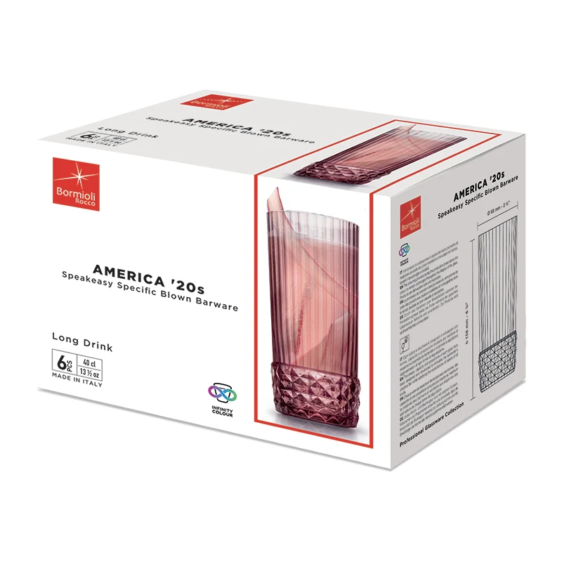 40 cl - America 20s Bicchiere Cocktail in Vetro - Set 6 Pezzi