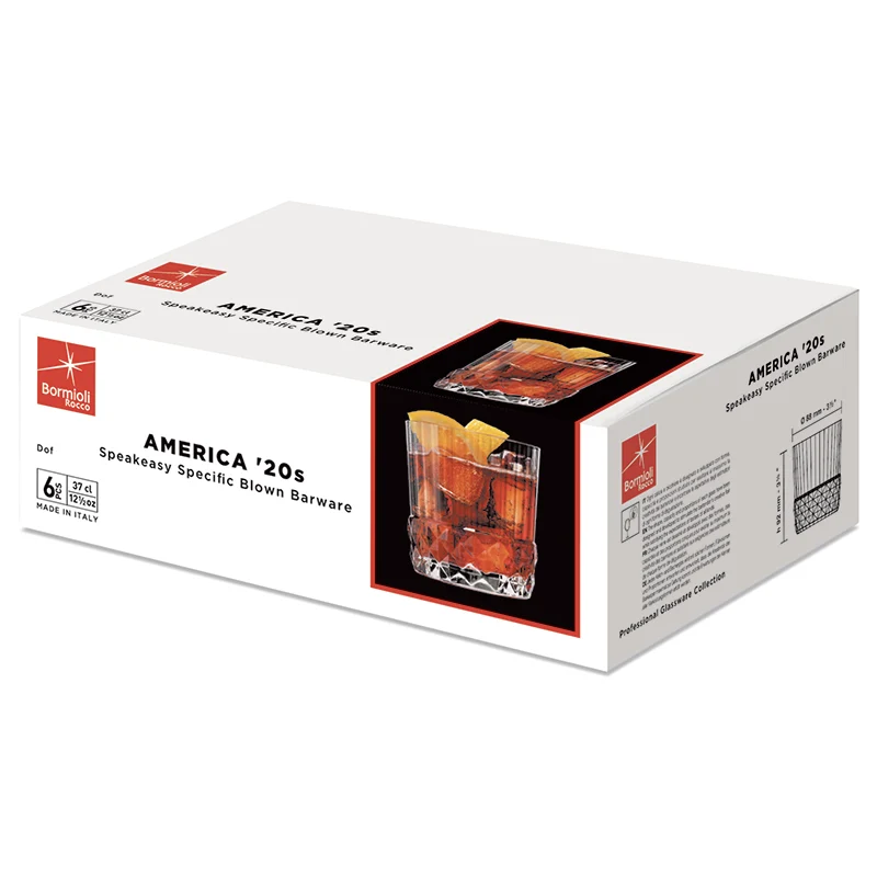 37 cl - America 20s Bicchiere Whisky in Vetro - Set 6 Pezzi