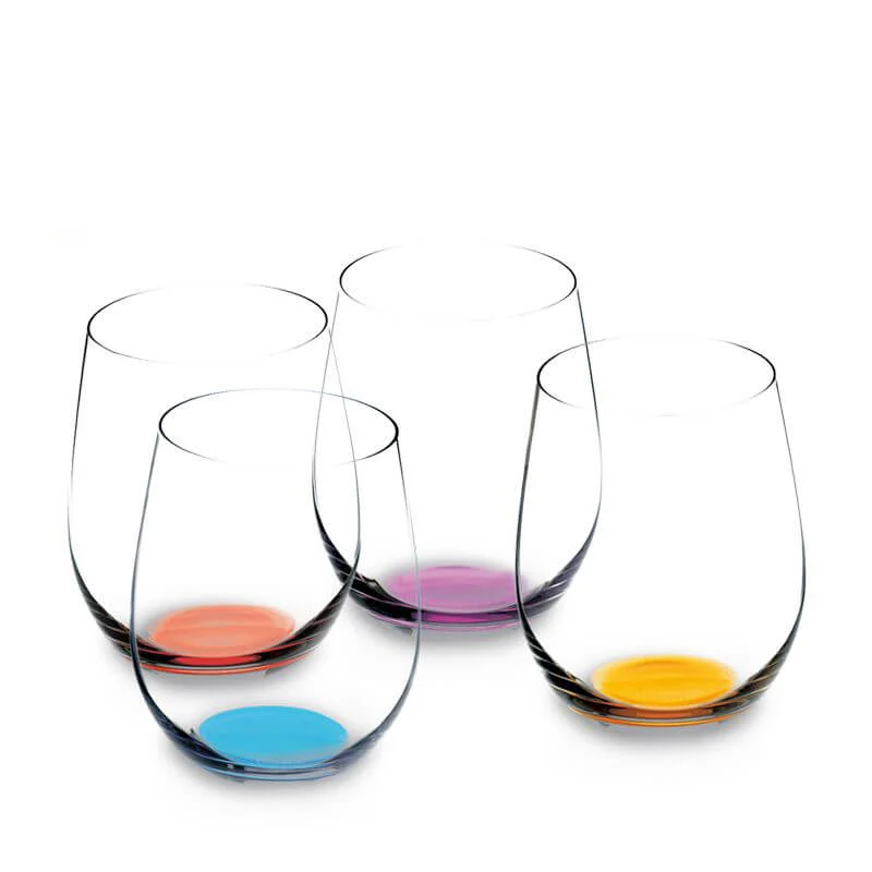 32 cl - O Happy Bicchiere Vino Multiuso in Vetro - Set 4 Pezzi