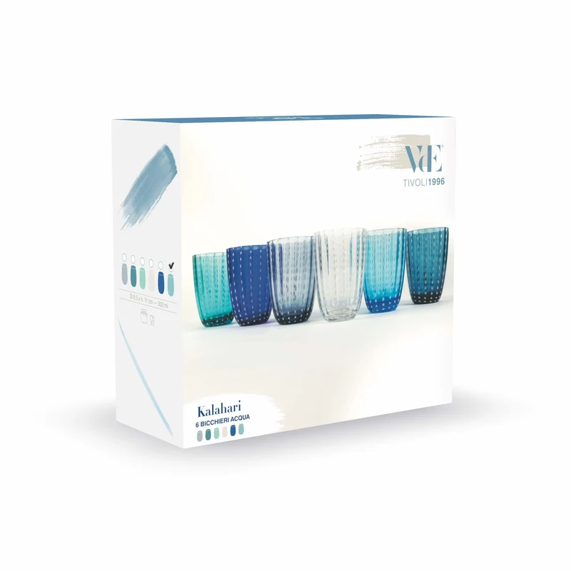 30 cl - Kalahari Bicchiere Acqua in Vetro - Set 6 Pezzi