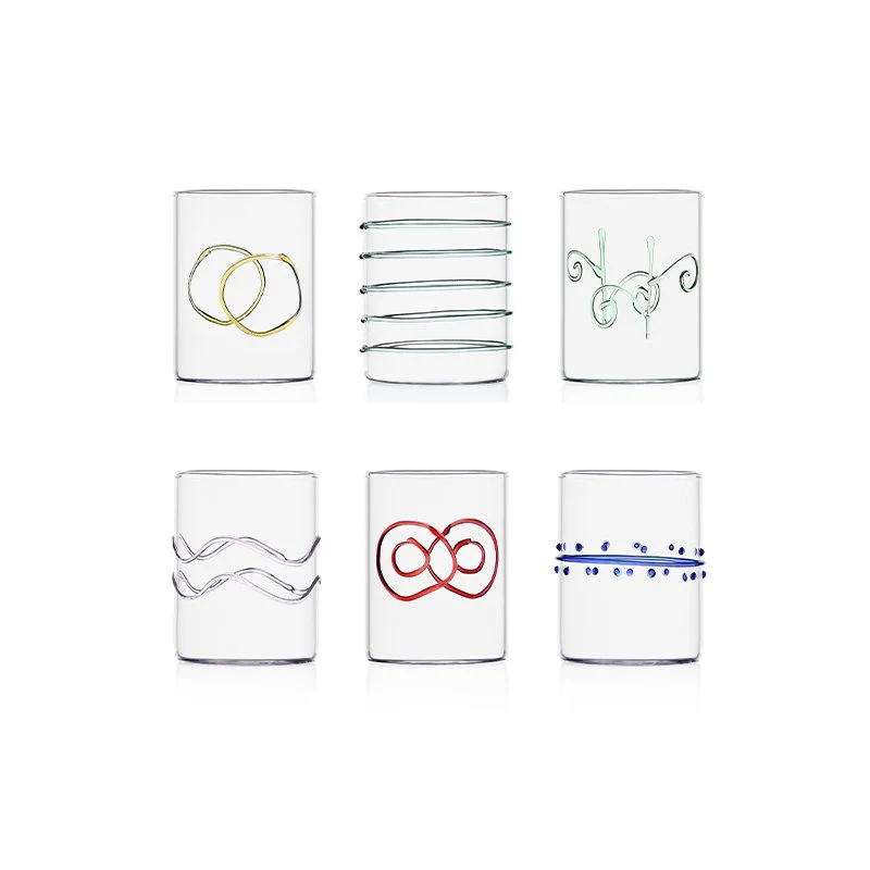 30 cl - Deco Bicchiere Acqua Forme Geometriche in Vetro Borosilicato - Set 6 Pezzi