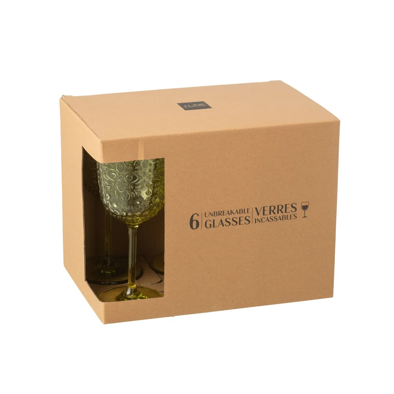 J-Line bicchiere da vino Acrilico - plastica - verde - confezione da 6