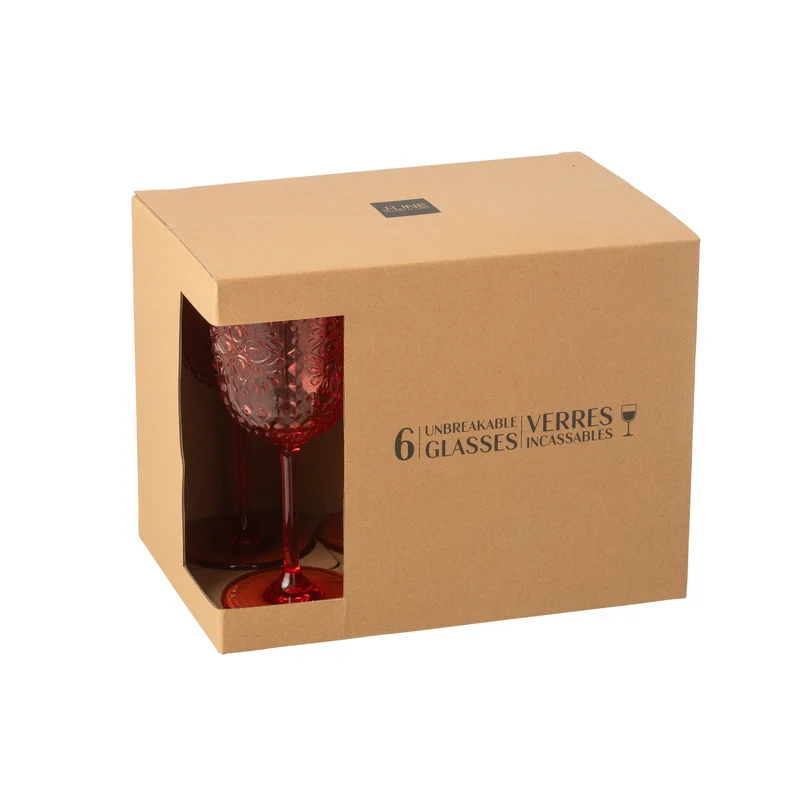 J-Line bicchiere da vino Acrilico - plastica - rosso - confezione da 6