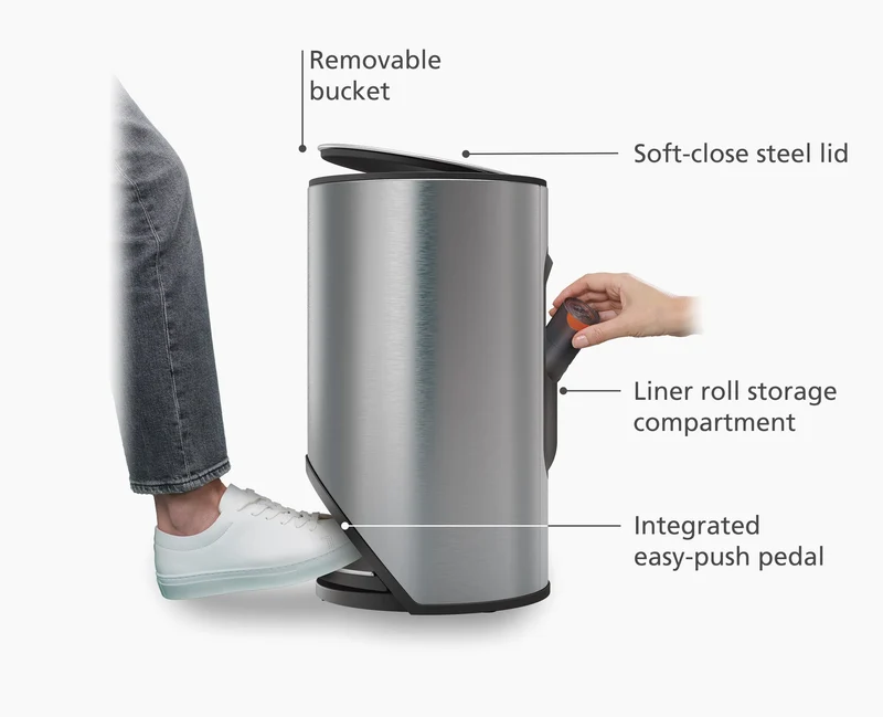Cestino con pedale - 10 L acciaio inossidabile