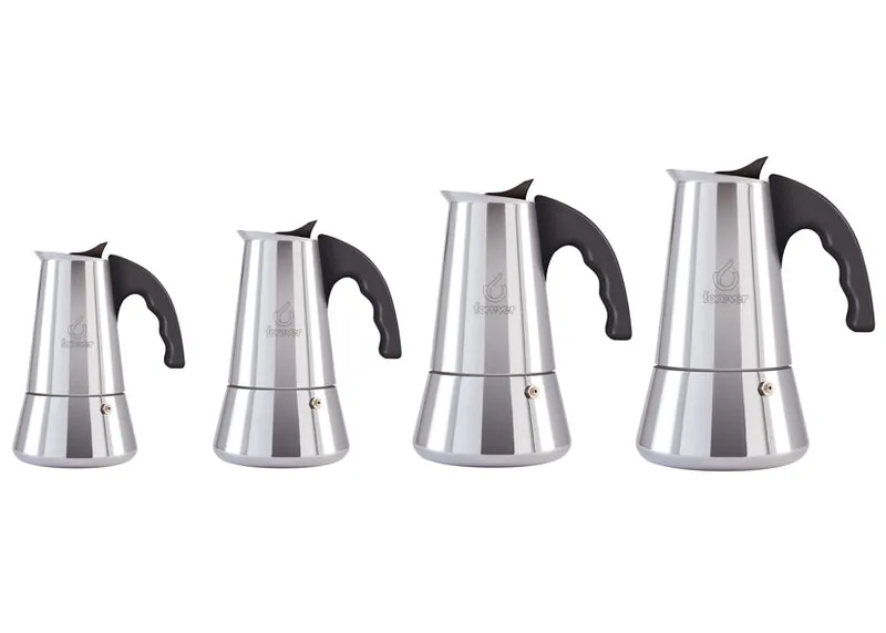 Caffettiera moka inox per induzione 4 tazze