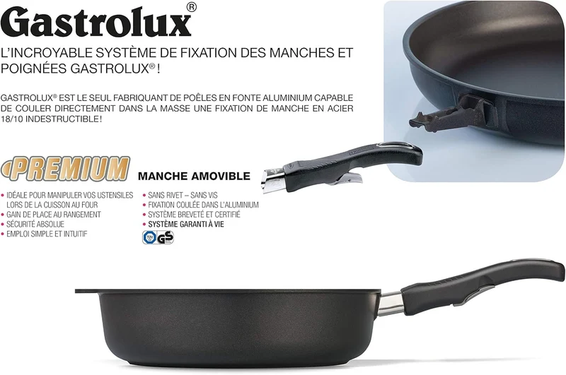 Gastrolux , Biotan, Frying Pan 20 cm INDUCTION with Detachable Handle