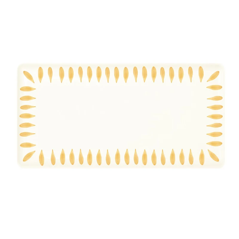 Vassoio in ceramica, Strisce Gialle - 39,5x20 cm