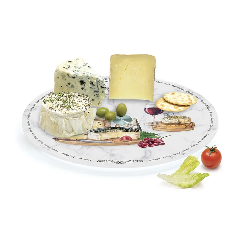 Piatto tagliere girevole in vetro "Les Fromages"