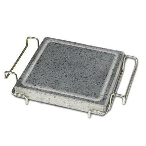 Pietra lavica convivio cm.21x21 quadrata con stand inox fisso