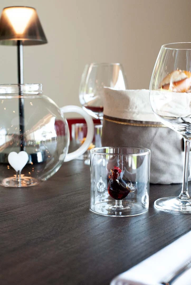 Wd Lifestyle Bicchiere in vetro borosilicato - Decoro gallina