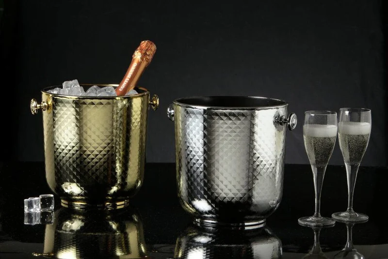 Secchiello champagne diamante argento con pomoli