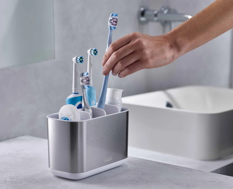 EasyStore™ Porta spazzolini grande in acciaio inossidabile