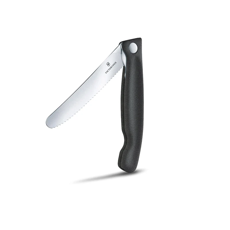 Coltello tavola ondulato - pieghevole / Nero