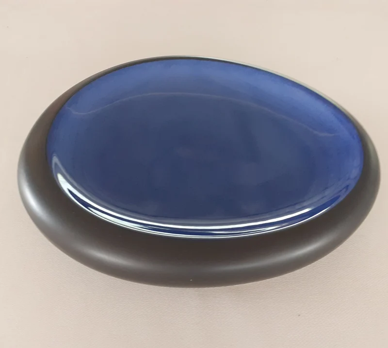 Piatto ovale alto madeira cm.26x22 nero/blu fenixe