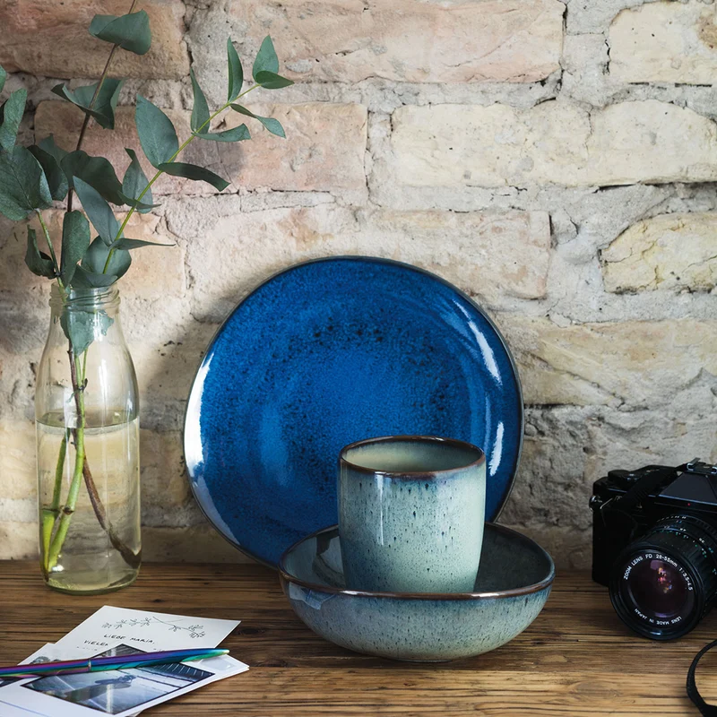 LAVE Piatto da dessert/ colazione - Blu, 23,5 x 23 cm, terracotta