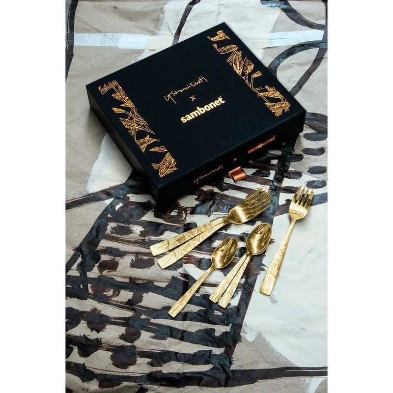 Set 6 Forchette Dolce " Jungle " Pvd Oro
