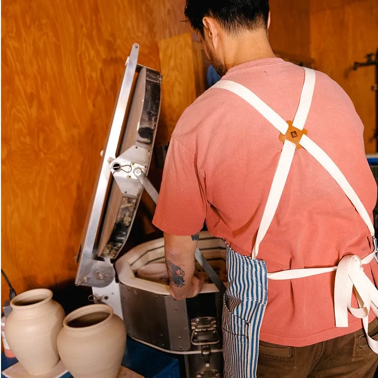 Palm Stripe Maker's Split Leg Apron