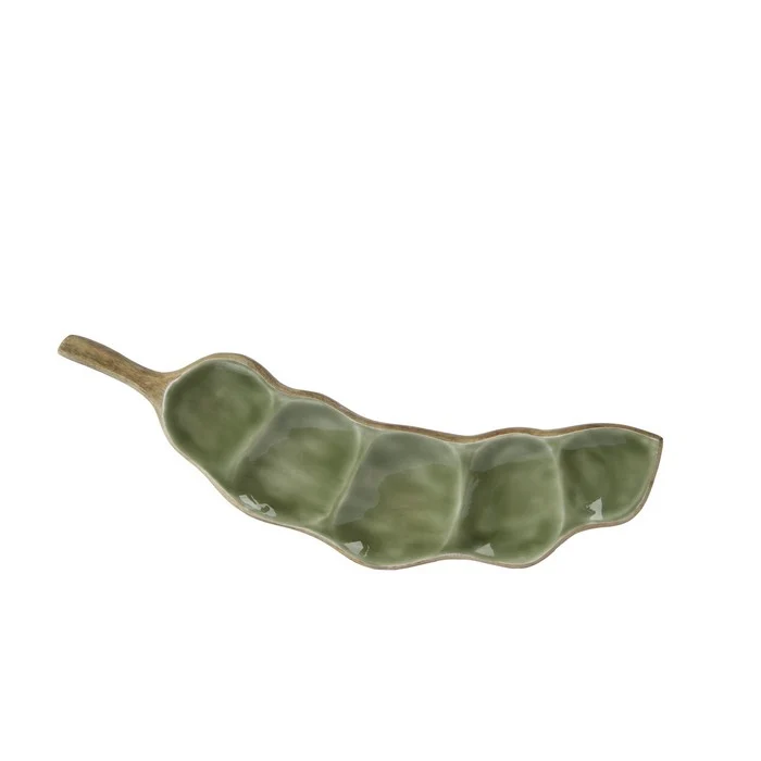 Piatto decorativo in legno di mango a forma di fava 50 cm