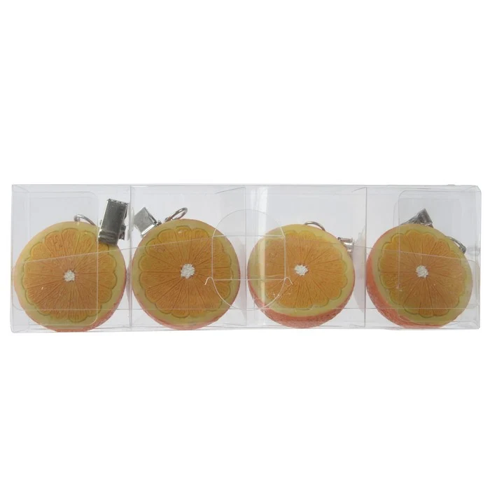 Set 4 fermacarte decorativi a forma di arancia