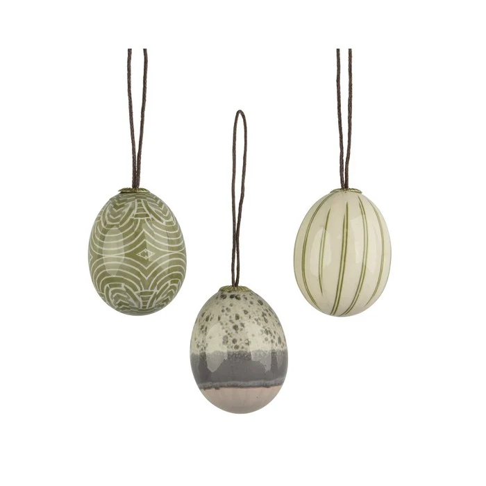 Set 6 uova per decorazione pasquale verde da appendere 6 cm