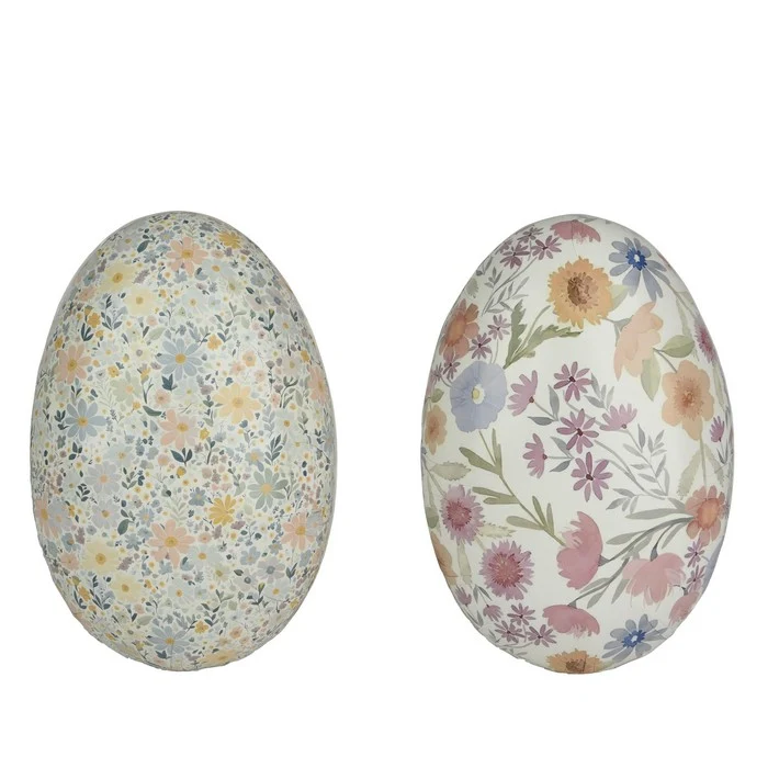 Uovo di carta per decorazione pasquale con fiori 10 cm