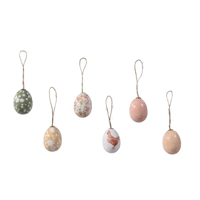 Set 6 uova da appendere per decorazione pasquale 6 cm lucide