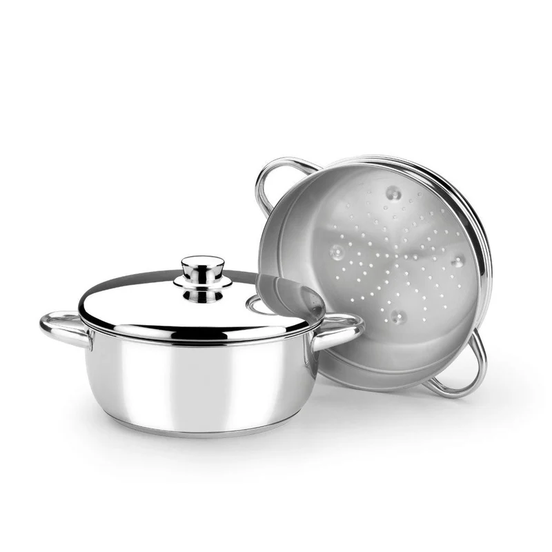 Olla vapor Optima 24cm con tapa inox Monix