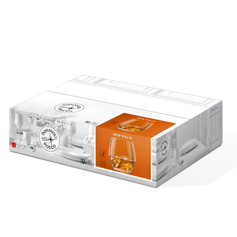 38 cl - New Kalix Bicchiere Whisky in Vetro Temperato - Set 12 Pezzi