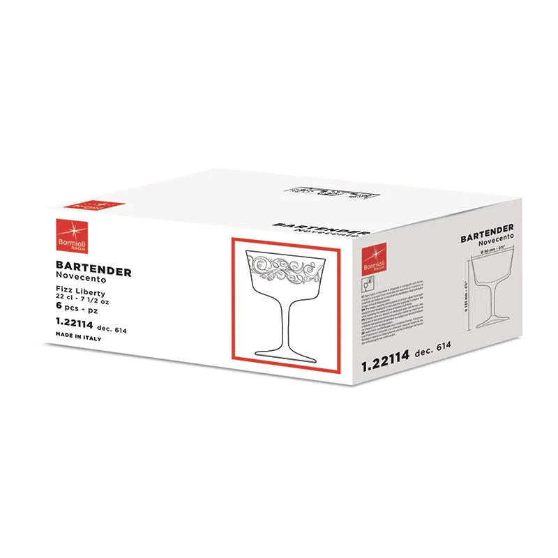 22 cl - Bartender Calice Fizz in Vetro - Set 6 Pezzi