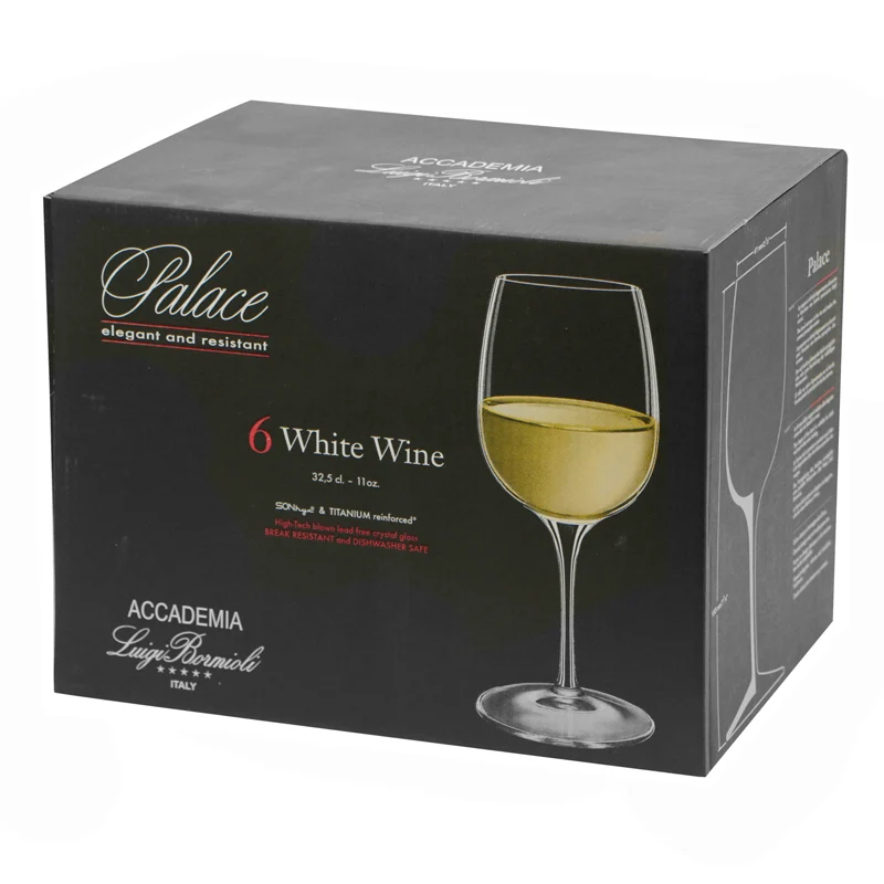 32.5 cl - Palace Calice Vino Bianco in Vetro - Set 6 Pezzi