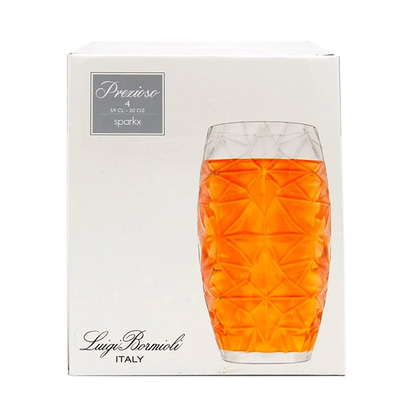 59 cl - Prezioso Bicchiere Bibita in Vetro - Set 4 Pezzi