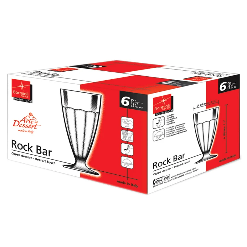 38 cl - Rock Bar Coppa Gelato in Vetro - Set 6 Pezzi
