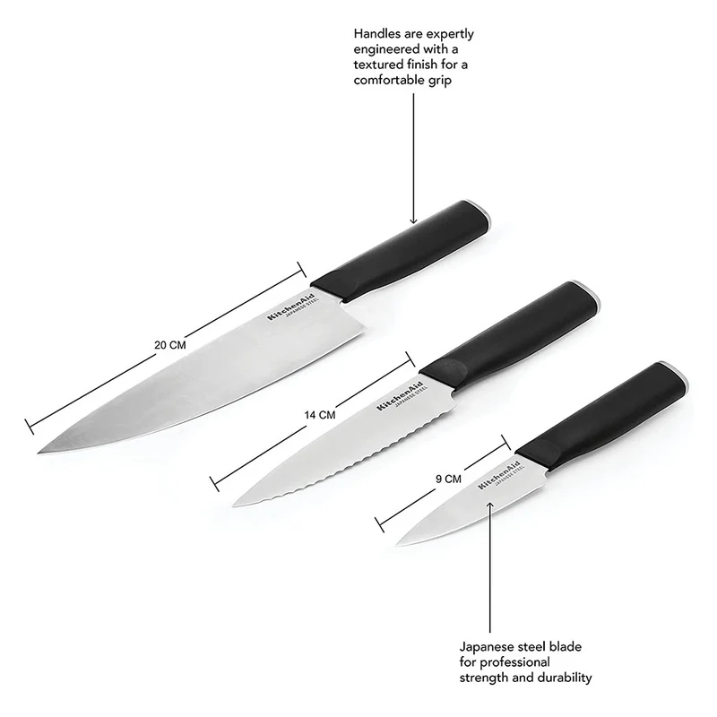 Set 3 cuchillos chef KitchenAid