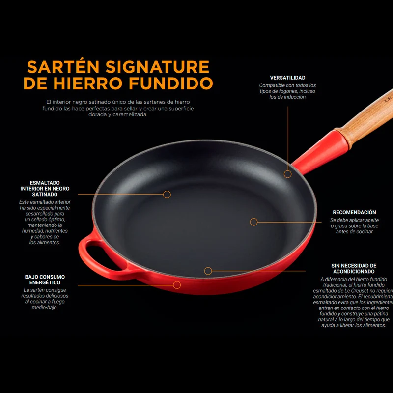 Sartén alta de hierro con mango de madera Le Creuset