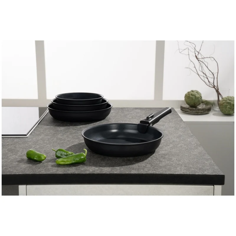 Unlock Ceramic Titanium Set Padelle Impilabili Con Manico Rimovibile In Alluminio - Set 4 Pz