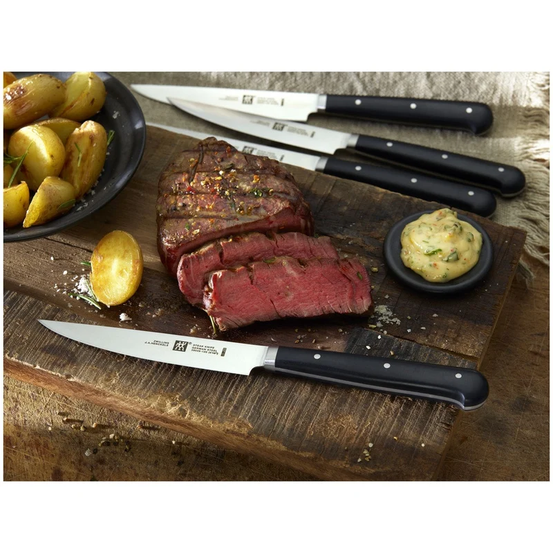 Steak-Set Coltello Bistecca con Lama Rasoio In Acciaio Inox - Set 4 Pz