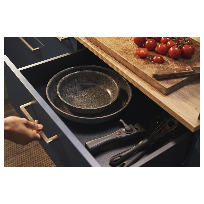Torre Set Padelle Alte Svasate Antiaderente Ceramico In Alluminio Con Manico Rimovibile - Set 3 Pz