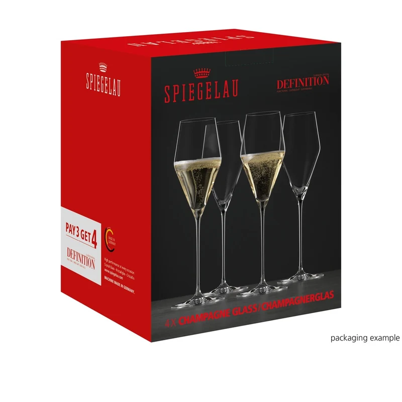 25 cl - Definition Calice Flute Champagne In Vetro Cristallino - Set 4 Pz